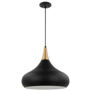 Nuvo Lighting Phoenix 18in 1-Light Large Pendant | Mid-Century Modern Matte Black and Burnished Brass with White Interior | Kitchen Island | Model 60-7517