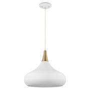 Nuvo Lighting Phoenix 18in 1-Light Large Pendant | Mid-Century Matte White and Burnished Brass | Kitchen Island & Dining Room | 18 x 18 x | Model 60-7518