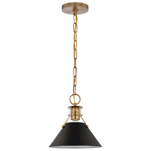 Nuvo Lighting Outpost 1-Light Small Pendant | Mid-Century Modern Matte Black and Burnished Brass | Kitchen Island & Dining Room | 9.5 x | Model 60-7521