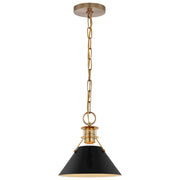 Nuvo Lighting Outpost 1-Light Small Pendant | Mid-Century Modern Matte Black and Burnished Brass | Kitchen Island & Dining Room | 9.5 x | Model 60-7521