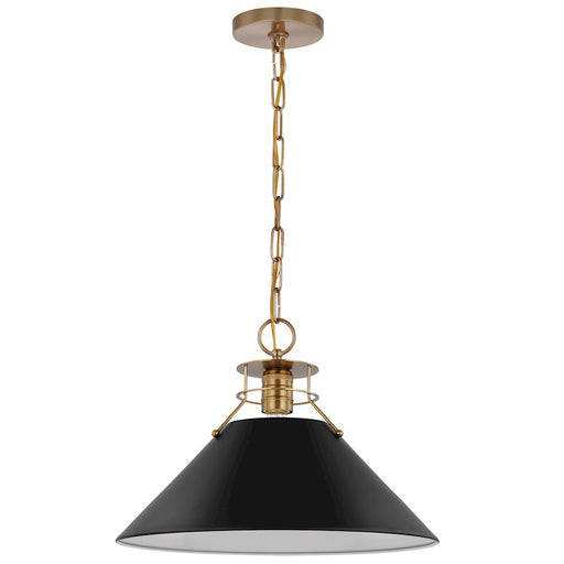 Nuvo Outpost 16in 1-Light Pendant | Mid-Century Modern Matte Black and Burnished Brass | Kitchen Island & Dining Room | 16 x 16 x 12 in | Model 60-7525