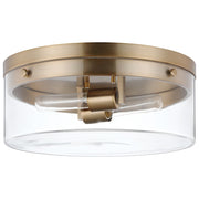 Nuvo Lighting Intersection 11in 2-Light Flush Mount | Industrial Chic Burnished Brass and Clear Glass | Hallway & Entryway | 11 x 11 x 6 in | Model 60-7536