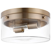 Nuvo Lighting Intersection 14in Medium Flush Mount | Industrial Chic Burnished Brass and Clear Glass | Hallway & Entryway | 14 x 14 x 6 in | Model 60-7537