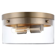 Nuvo Lighting Intersection 14in Medium Flush Mount | Industrial Chic Burnished Brass and Clear Glass | Hallway & Entryway | 14 x 14 x 6 in | Model 60-7537