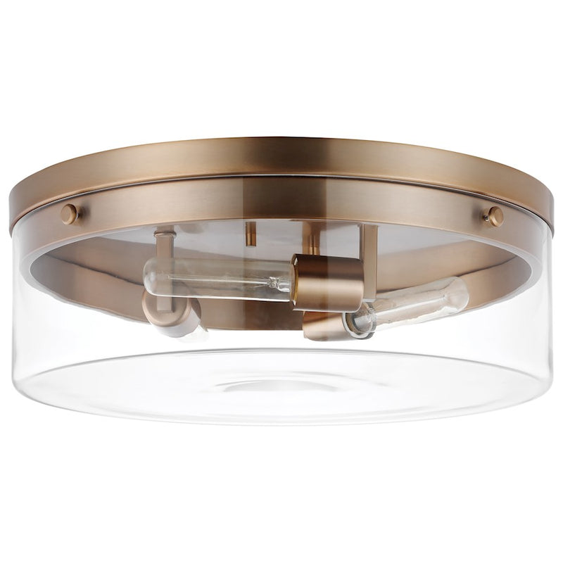 Nuvo Lighting Intersection 17in 3-Light Flush Mount | Industrial Burnished Brass and Clear Glass | Hallway & Entryway | 17 x 17 x 6 in | Model 60-7538
