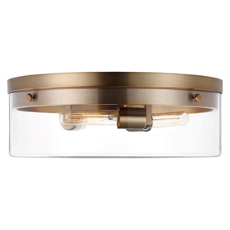 Nuvo Lighting Intersection 17in 3-Light Flush Mount | Industrial Burnished Brass and Clear Glass | Hallway & Entryway | 17 x 17 x 6 in | Model 60-7538
