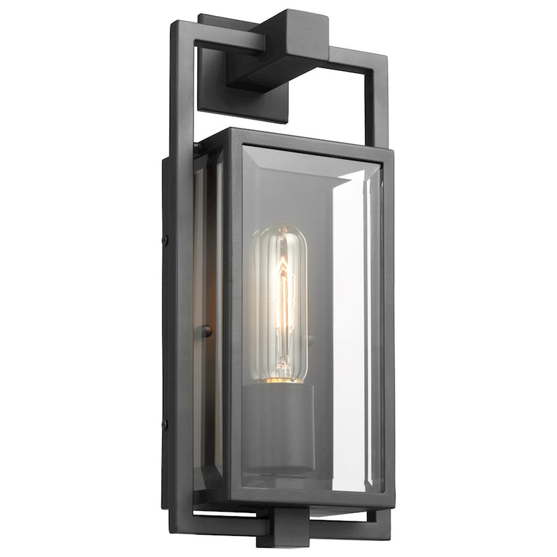 Nuvo Lighting Exhibit 8in 1-Light Wall Sconce | Modern Matte Black and Clear Beveled Glass | Outdoor Entryway & Patio | 5 x 8 x 20 in | Model 60-7545