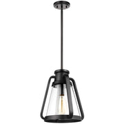 Nuvo Lighting Everett 10in 1-Light Pendant | Maritime Vintage Matte Black and Clear Glass | Kitchen Island & Dining Room | 10 x 10 x 12 in | Model 60-7552