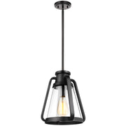 Nuvo Lighting Everett 10in 1-Light Pendant | Maritime Vintage Matte Black and Clear Glass | Kitchen Island & Dining Room | 10 x 10 x 12 in | Model 60-7552