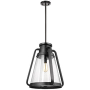 Nuvo Lighting Everett 18in 1-Light Pendant | Maritime Vintage Matte Black and Clear Glass | Kitchen Island & Dining Room | 18 x 18 x 21 in | Model 60-7554