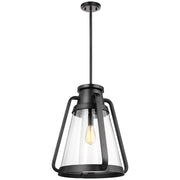 Nuvo Lighting Everett 18in 1-Light Pendant | Maritime Vintage Matte Black and Clear Glass | Kitchen Island & Dining Room | 18 x 18 x 21 in | Model 60-7554