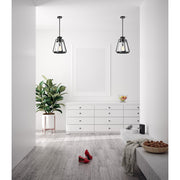 Nuvo Lighting Everett 18in 1-Light Pendant | Maritime Vintage Matte Black and Clear Glass | Kitchen Island & Dining Room | 18 x 18 x 21 in | Model 60-7554
