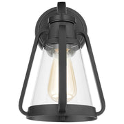 Nuvo Lighting Everett 1-Light Wall Sconce | Maritime Vintage Matte Black and Clear Glass | Entryway & Hallway Accent | 8 x 7 x 11 in | Model 60-7555