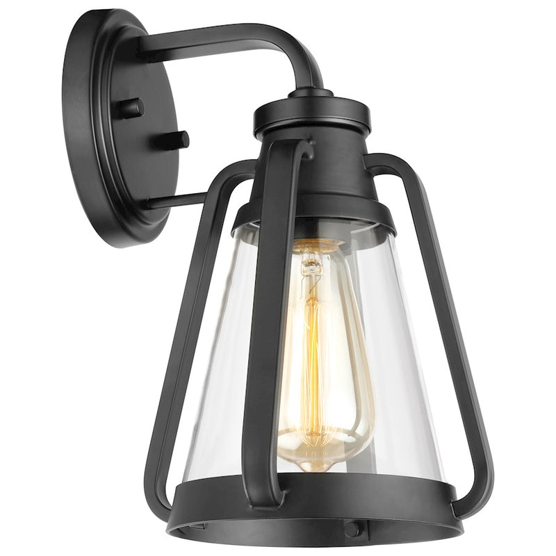 Nuvo Lighting Everett 1-Light Wall Sconce | Maritime Vintage Matte Black and Clear Glass | Entryway & Hallway Accent | 8 x 7 x 11 in | Model 60-7555