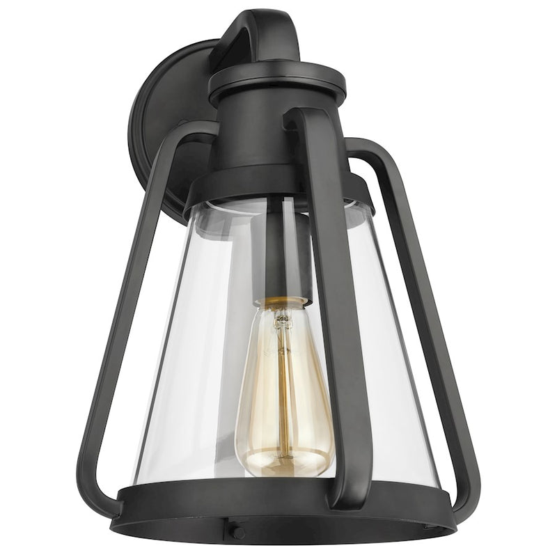 Nuvo Lighting Everett 1-Light Large Wall Sconce | Maritime Vintage Matte Black and Clear Glass | Entryway & Hallway Accent Light | 11 x 10 | Model 60-7556
