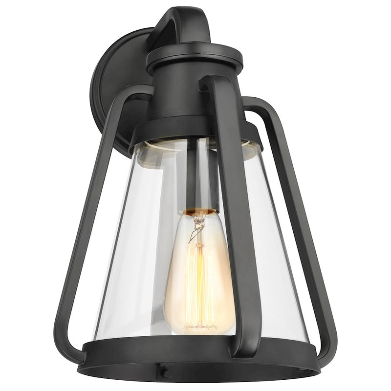 Nuvo Lighting Everett 1-Light Large Wall Sconce | Maritime Vintage Matte Black and Clear Glass | Entryway & Hallway Accent Light | 11 x 10 | Model 60-7556