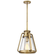 Nuvo Lighting Everett 10in 1-Light Pendant | Maritime Vintage Natural Brass and Clear Glass | Kitchen Island & Dining Room | 10 x 10 x 12 | Model 60-7562