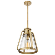 Nuvo Lighting Everett 10in 1-Light Pendant | Maritime Vintage Natural Brass and Clear Glass | Kitchen Island & Dining Room | 10 x 10 x 12 | Model 60-7562