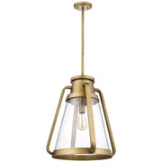 Nuvo Lighting Everett 18in 1-Light Pendant | Maritime Vintage Natural Brass and Clear Glass | Kitchen Island & Dining Room | 18 x 18 x 21 | Model 60-7564