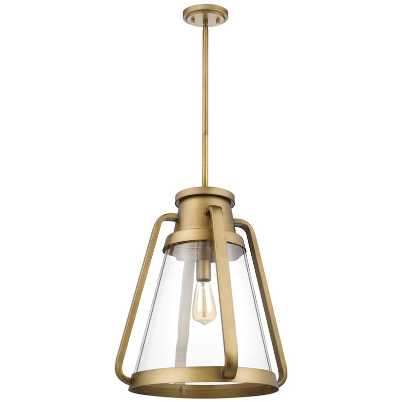 Nuvo Lighting Everett 18in 1-Light Pendant | Maritime Vintage Natural Brass and Clear Glass | Kitchen Island & Dining Room | 18 x 18 x 21 | Model 60-7564