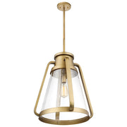 Nuvo Lighting Everett 18in 1-Light Pendant | Maritime Vintage Natural Brass and Clear Glass | Kitchen Island & Dining Room | 18 x 18 x 21 | Model 60-7564
