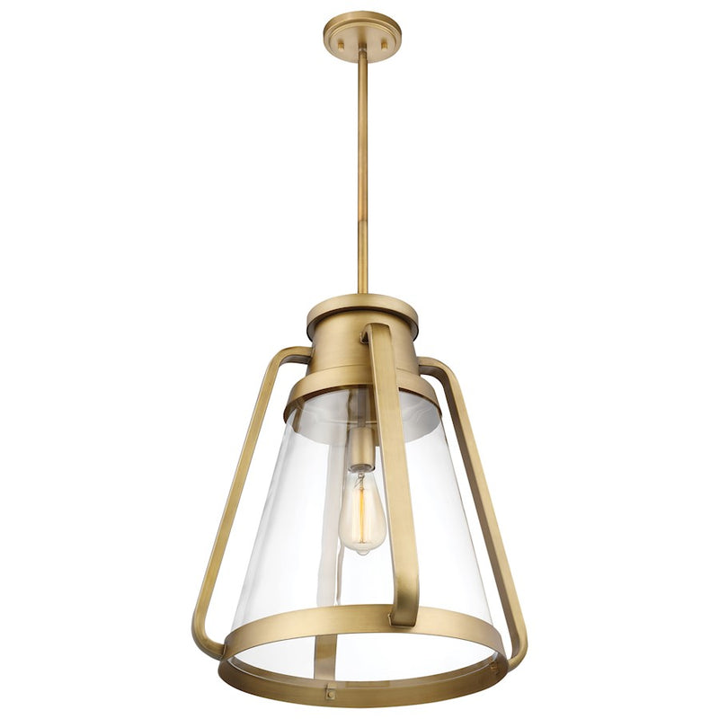 Nuvo Lighting Everett 18in 1-Light Pendant | Maritime Vintage Natural Brass and Clear Glass | Kitchen Island & Dining Room | 18 x 18 x 21 | Model 60-7564