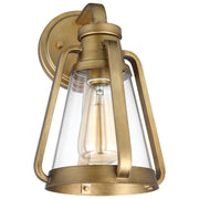 Nuvo Lighting Everett 1-Light Small Wall Sconce | Maritime Vintage Natural Brass and Clear Glass | Entryway & Hallway Accent Light | 8 x 7 | Model 60-7565