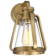 Nuvo Lighting Everett 1-Light Small Wall Sconce | Maritime Vintage Natural Brass and Clear Glass | Entryway & Hallway Accent Light | 8 x 7 | Model 60-7565