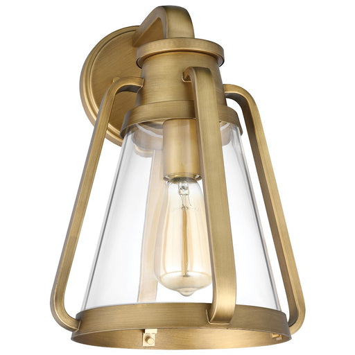 Nuvo Lighting Everett 1-Light Large Wall Sconce | Maritime Vintage Natural Brass and Clear Glass | Entryway & Hallway Accent | 11 x 10 x | Model 60-7566