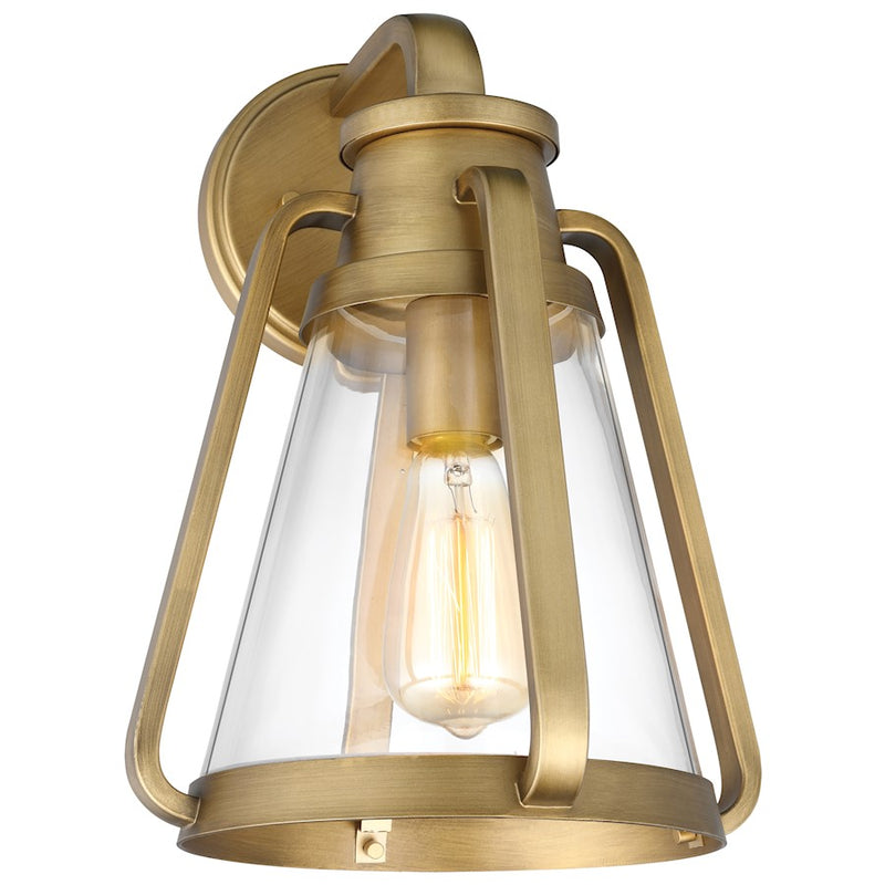 Nuvo Lighting Everett 1-Light Large Wall Sconce | Maritime Vintage Natural Brass and Clear Glass | Entryway & Hallway Accent | 11 x 10 x | Model 60-7566