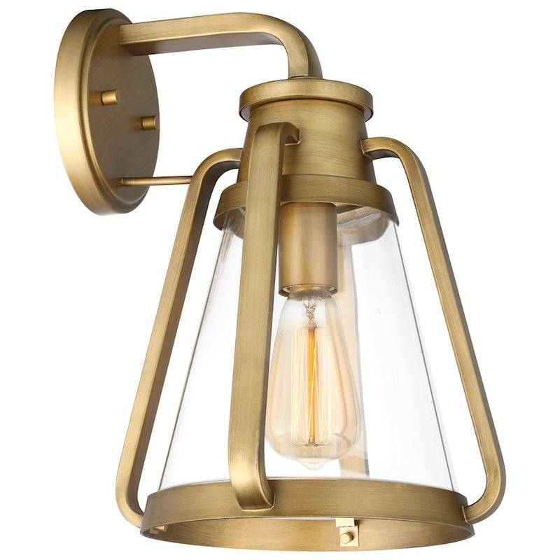 Nuvo Lighting Everett 1-Light Large Wall Sconce | Maritime Vintage Natural Brass and Clear Glass | Entryway & Hallway Accent | 11 x 10 x | Model 60-7566