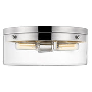 Nuvo Lighting Intersection 11in 2-Light Flush Mount | Industrial Chic Polished Nickel and Clear Glass | Hallway & Entryway Damp-Rated | 11 | Model 60-7636