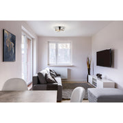 Nuvo Lighting Intersection 11in 2-Light Flush Mount | Industrial Chic Polished Nickel and Clear Glass | Hallway & Entryway Damp-Rated | 11 | Model 60-7636