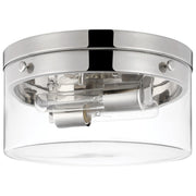 Nuvo Lighting Intersection 14in Medium Flush Mount | Industrial Chic Polished Nickel and Clear Glass | Hallway & Entryway | 14 x 14 x 6 in | Model 60-7637