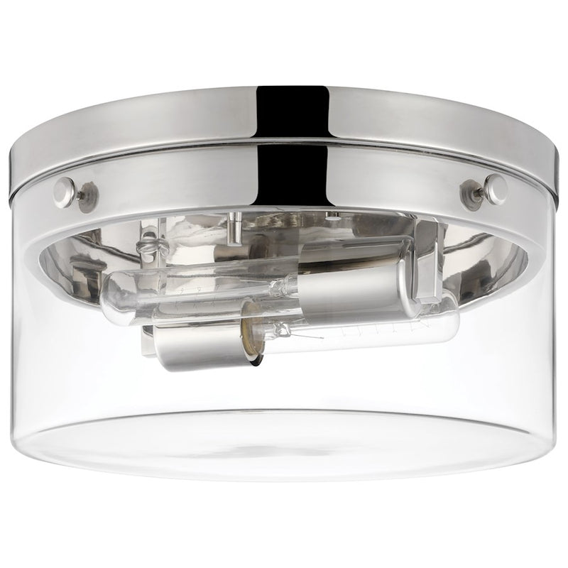 Nuvo Lighting Intersection 14in Medium Flush Mount | Industrial Chic Polished Nickel and Clear Glass | Hallway & Entryway | 14 x 14 x 6 in | Model 60-7637