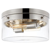 Nuvo Lighting Intersection 14in Medium Flush Mount | Industrial Chic Polished Nickel and Clear Glass | Hallway & Entryway | 14 x 14 x 6 in | Model 60-7637