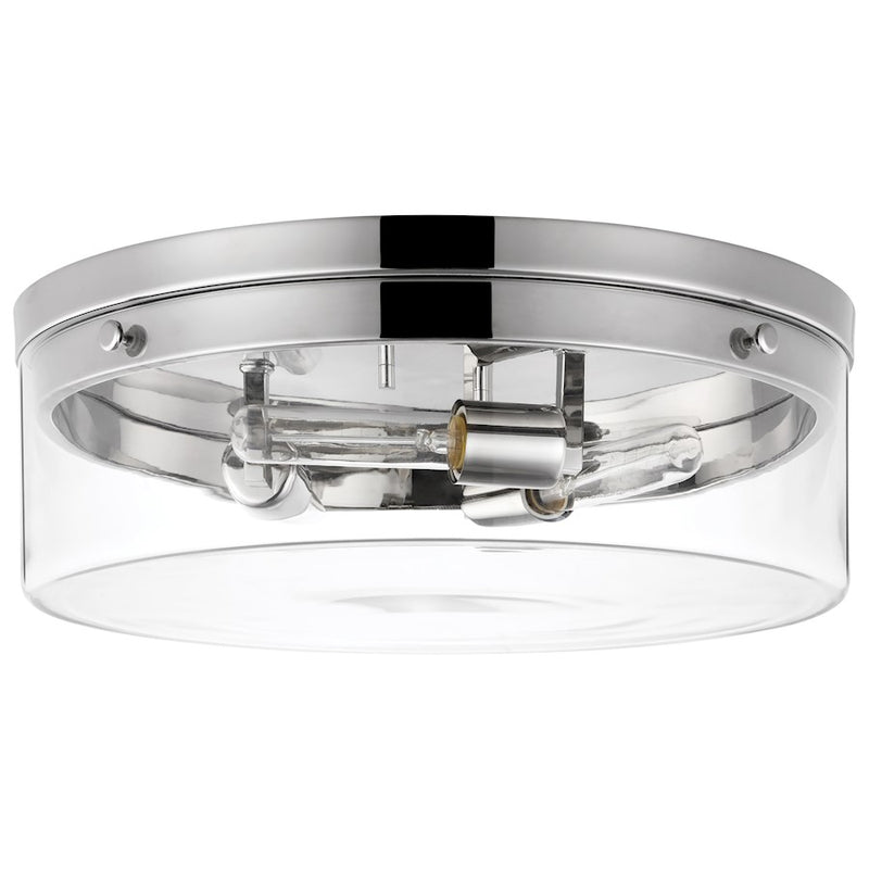 Nuvo Lighting Intersection 17in 3-Light Flush Mount | Industrial Polished Nickel and Clear Glass | Hallway & Entryway Damp Rated | 17 x 17 | Model 60-7638