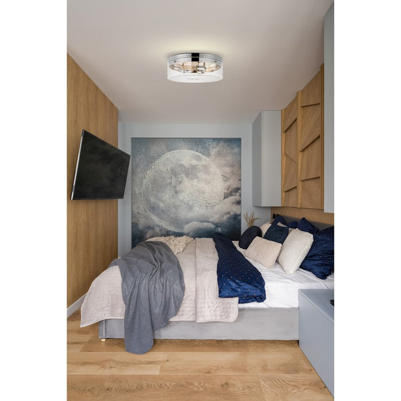 Nuvo Lighting Intersection 17in 3-Light Flush Mount | Industrial Polished Nickel and Clear Glass | Hallway & Entryway Damp Rated | 17 x 17 | Model 60-7638