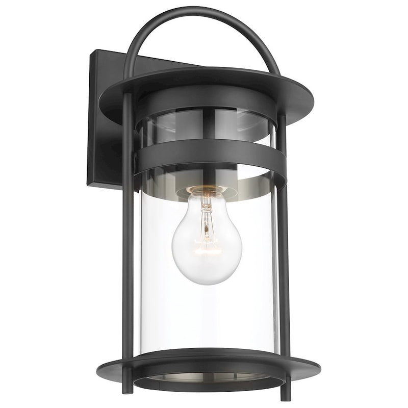 Nuvo Lighting Bracer 16in 1-Light Large Wall Lantern | Vintage Modern Matte Black and Clear Glass | Outdoor Entryway & Patio | 10.62 x 9.5 | Model 60-7642