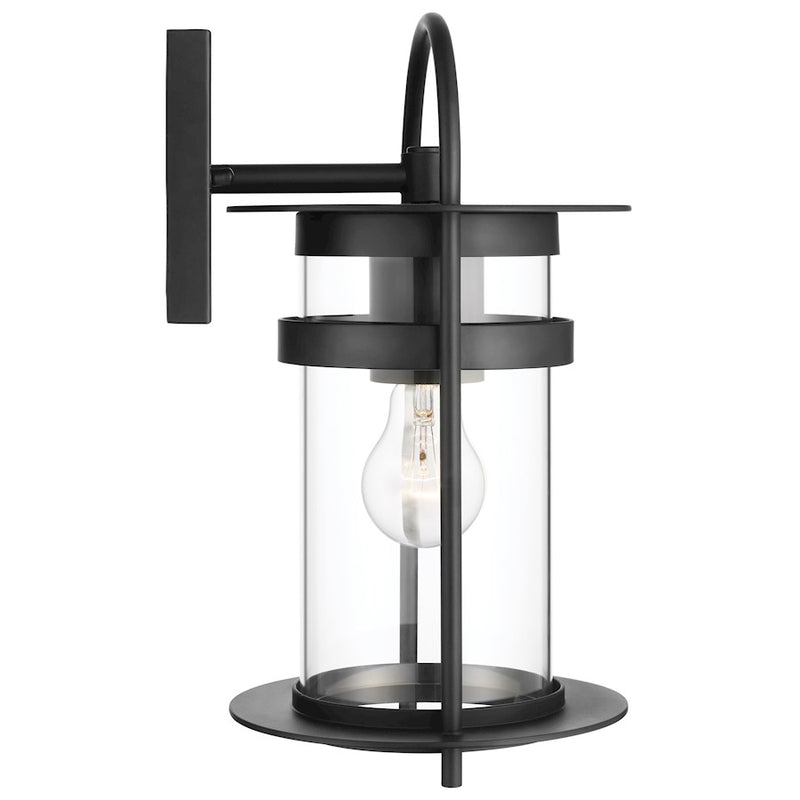 Nuvo Lighting Bracer 16in 1-Light Large Wall Lantern | Vintage Modern Matte Black and Clear Glass | Outdoor Entryway & Patio | 10.62 x 9.5 | Model 60-7642