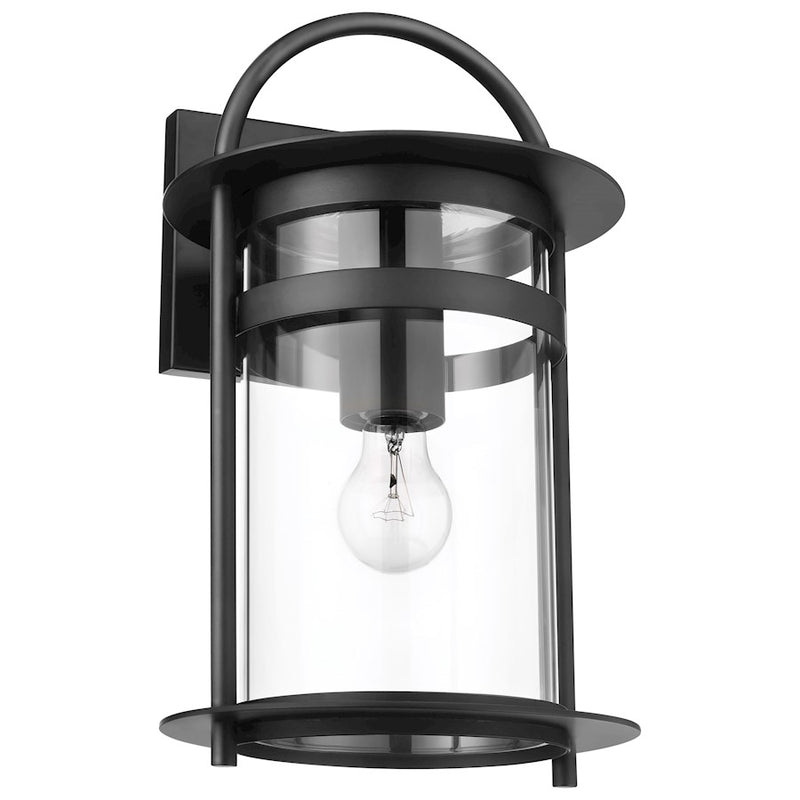 Nuvo Lighting Bracer 16in 1-Light Large Wall Lantern | Vintage Modern Matte Black and Clear Glass | Outdoor Entryway & Patio | 10.62 x 9.5 | Model 60-7642