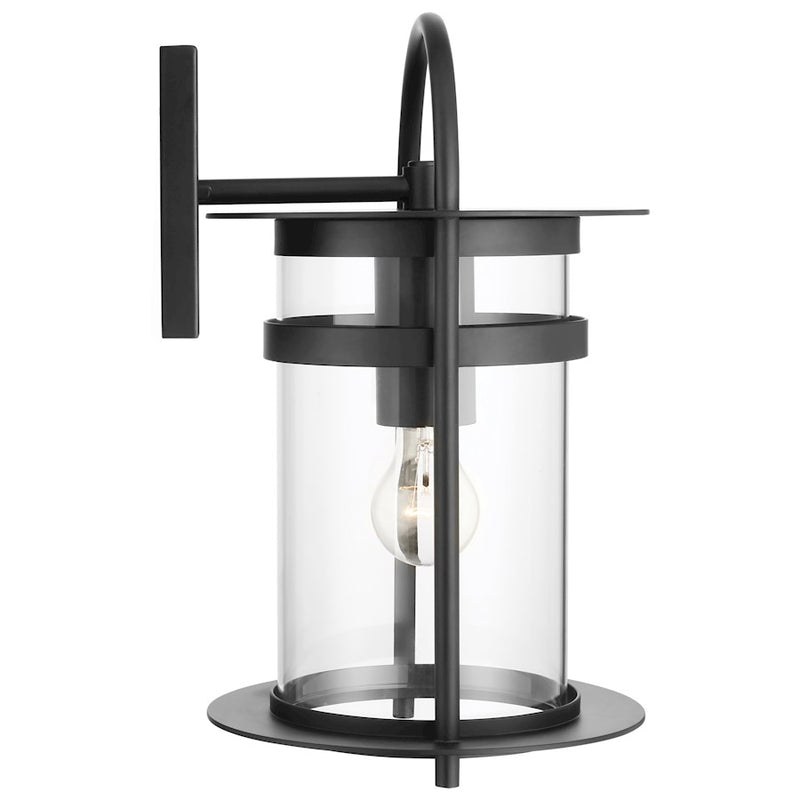 Nuvo Lighting Bracer 16in 1-Light Large Wall Lantern | Vintage Modern Matte Black and Clear Glass | Outdoor Entryway & Patio | 10.62 x 9.5 | Model 60-7642