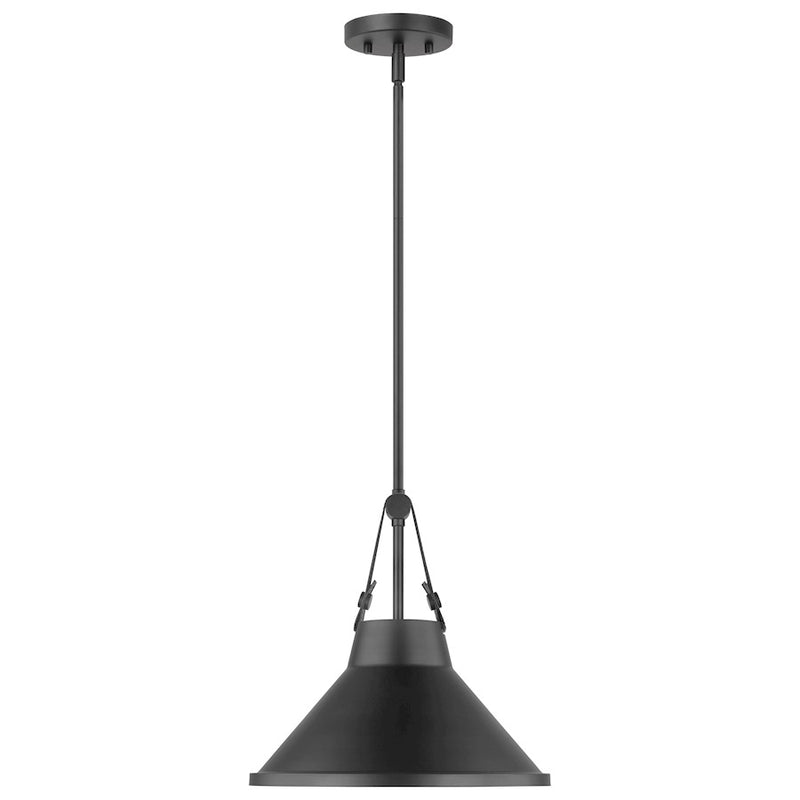 Nuvo Lighting Zelda 14in 1-Light Pendant | Industrial Black Steel and White Metal Shade | Kitchen Island & Bathroom Vanity | Damp Rated | Model 60-7647