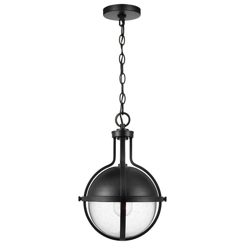 Nuvo Lincoln 16in 1-Light Large Pendant | Transitional Matte Black Steel and Clear Seeded Glass | Kitchen Island & Dining Room | 16 x 16 x | Model 60-7675