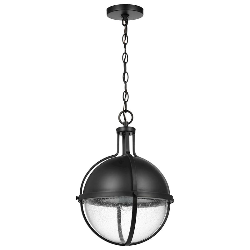 Nuvo Lincoln 16in 1-Light Large Pendant | Transitional Matte Black Steel and Clear Seeded Glass | Kitchen Island & Dining Room | 16 x 16 x | Model 60-7675