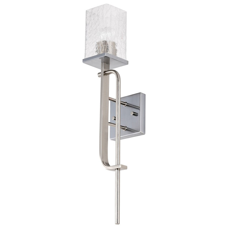 Nuvo Lighting Terrace 24in 1-Light Wall Sconce | Contemporary Natural Brass Steel and Clear Crackle Glass | Bathroom & Hallway | 5.63 x | Model 60-7749