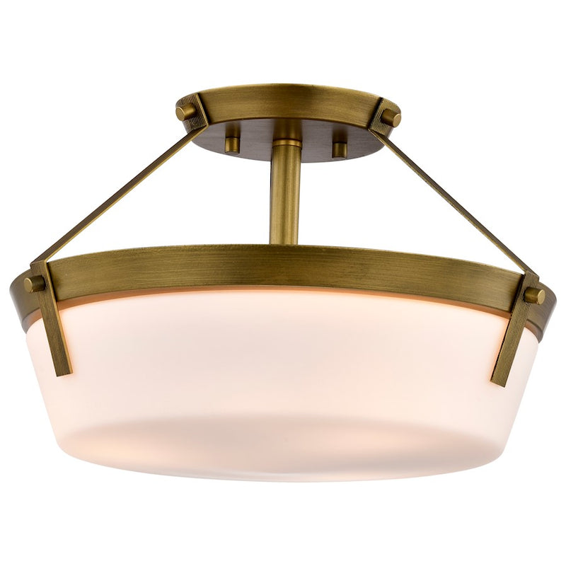 Nuvo Lighting Rowen 18in 4-Light Semi-Flush Mount | Traditional Brushed Nickel Steel and Etched White Glass | Entryway & Hallway | 18 x 18 | Model 60-7762