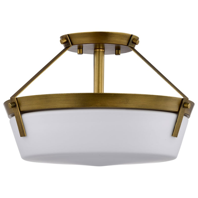 Nuvo Lighting Rowen 18in 4-Light Semi-Flush Mount | Traditional Brushed Nickel Steel and Etched White Glass | Entryway & Hallway | 18 x 18 | Model 60-7762