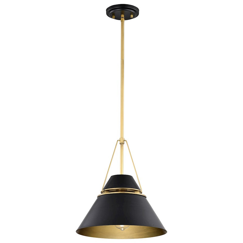 Nuvo Lighting Adina 13in 1-Light Medium Pendant | Transitional Natural Brass Steel | Kitchen Island & Dining Room | 13 x 13 x 53 in | Model 60-7776
