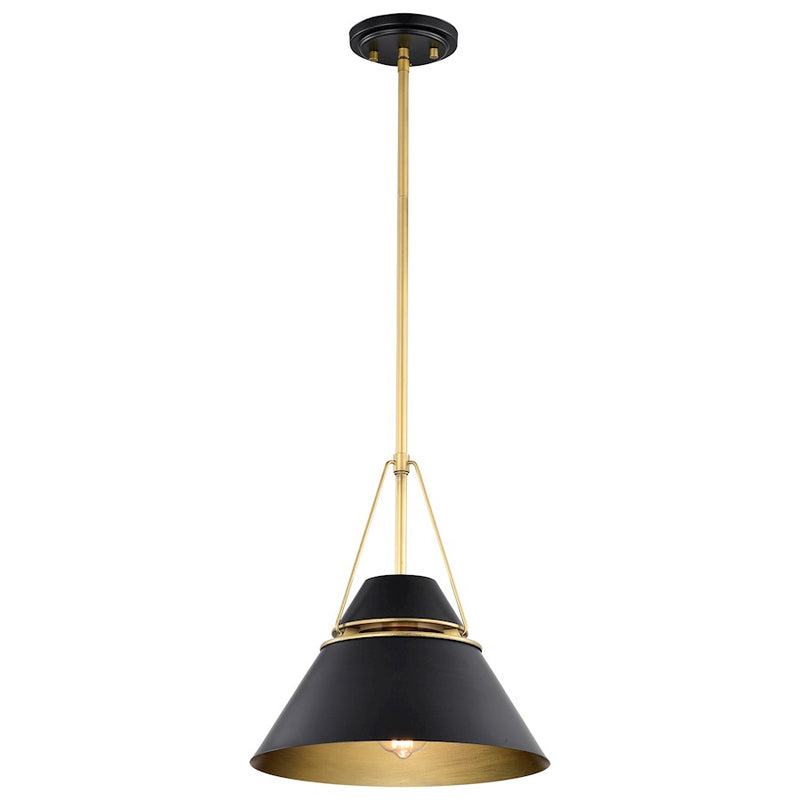 Nuvo Lighting Adina 13in 1-Light Medium Pendant | Transitional Natural Brass Steel | Kitchen Island & Dining Room | 13 x 13 x 53 in | Model 60-7776